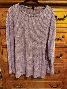 SHEIN Lavender Ribbed Knit Long Sleeve Top